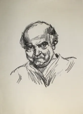 Lithograph Meidner - Selbstbildnis nach links