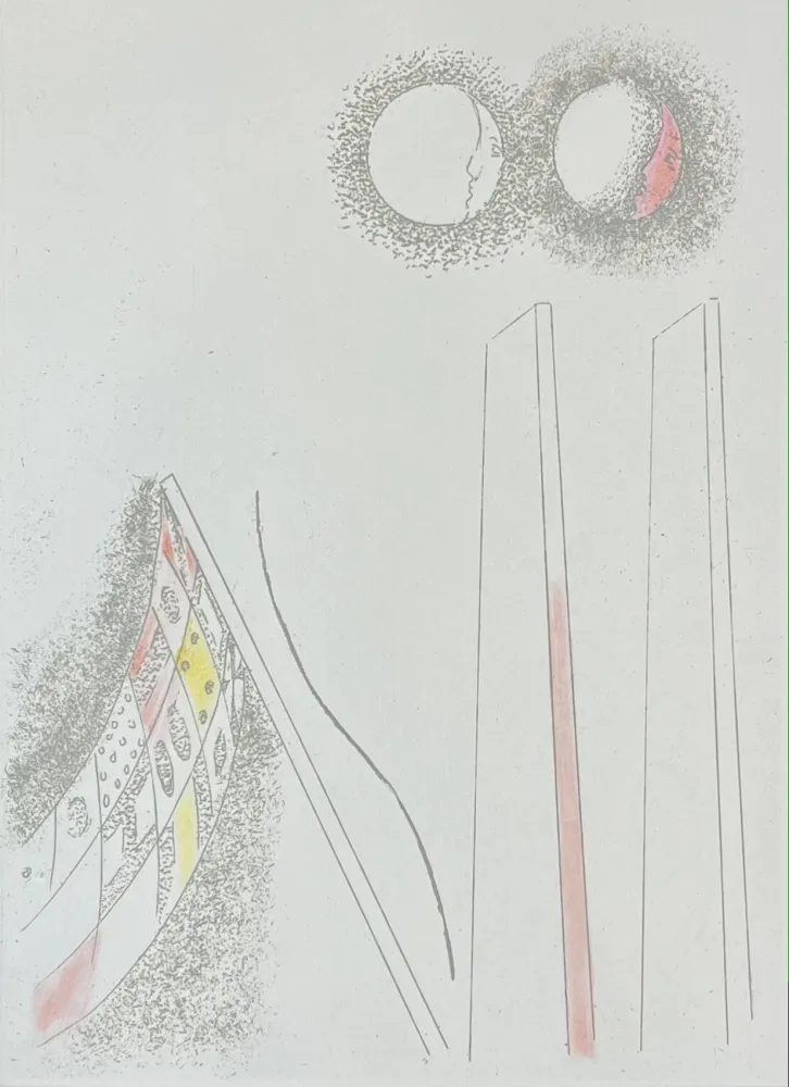 Etching And Aquatint Melotti - FM 13. bandiera, lune e parallelepipedi