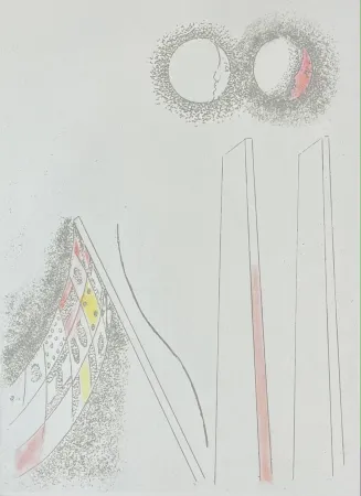 Etching And Aquatint Melotti - FM 13. bandiera, lune e parallelepipedi