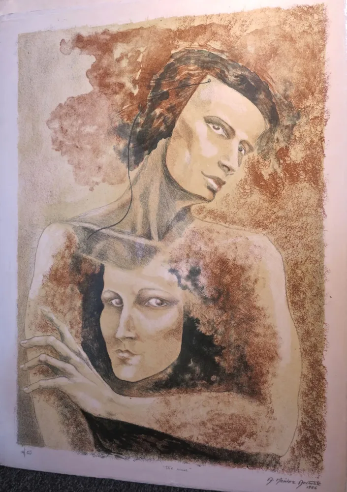 Lithograph Mendez Azcarate - The Muse