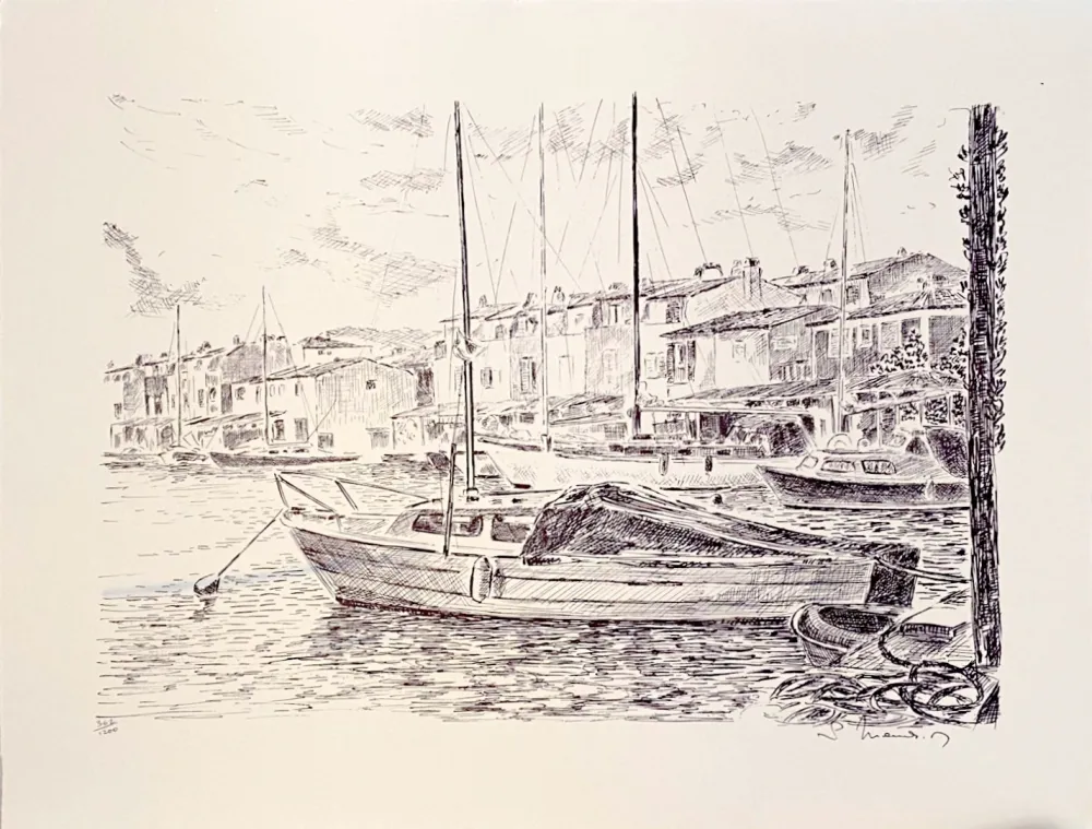 Lithograph Mendjisky - Port Grimaud