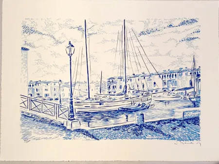 Lithograph Mendjisky - Port Grimaud