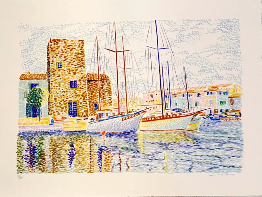 Lithograph Mendjisky - Port Grimaud