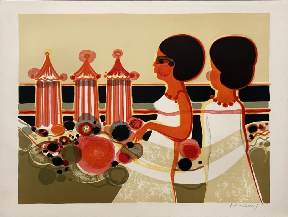 Lithograph Menguy - La plage II