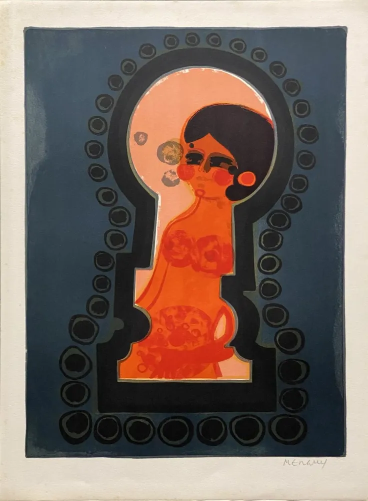 Lithograph Menguy - La serrure