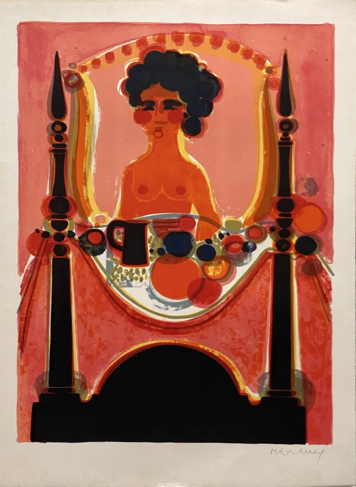 Lithograph Menguy - Le déjeuner