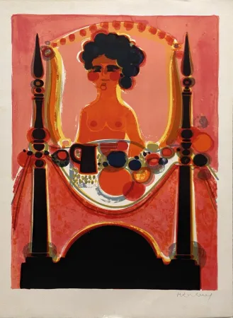 Lithograph Menguy - Le déjeuner