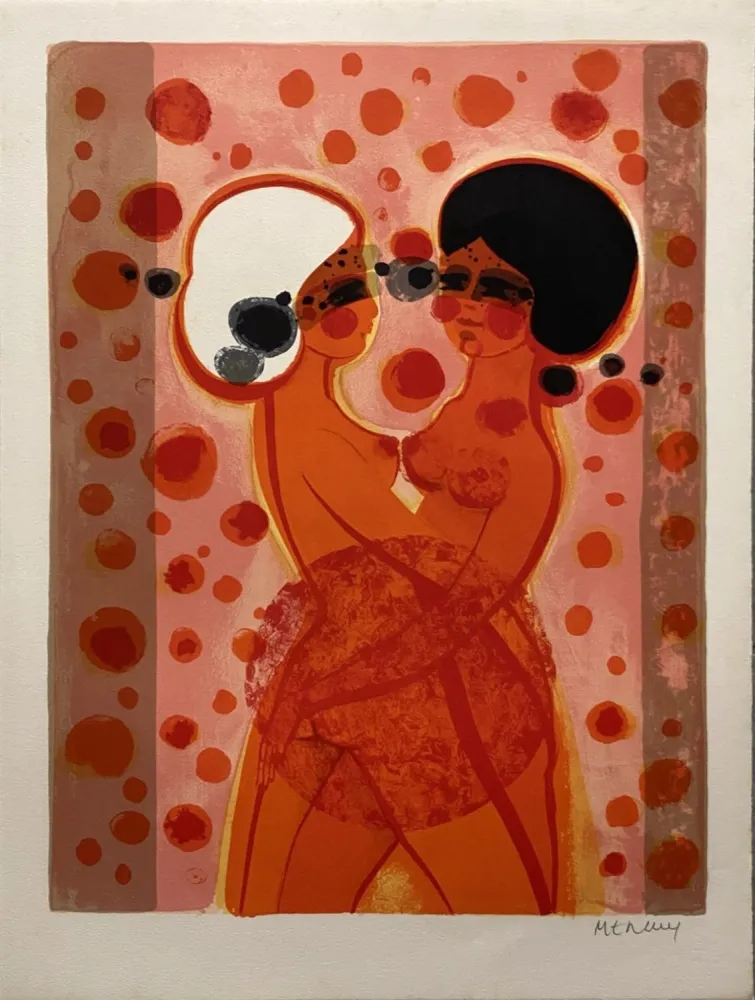 Lithograph Menguy - L'étreinte