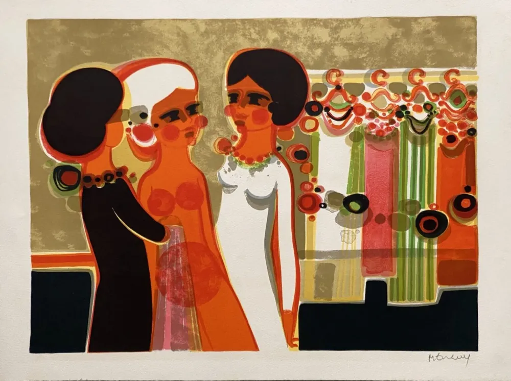 Lithograph Menguy - L'habillage