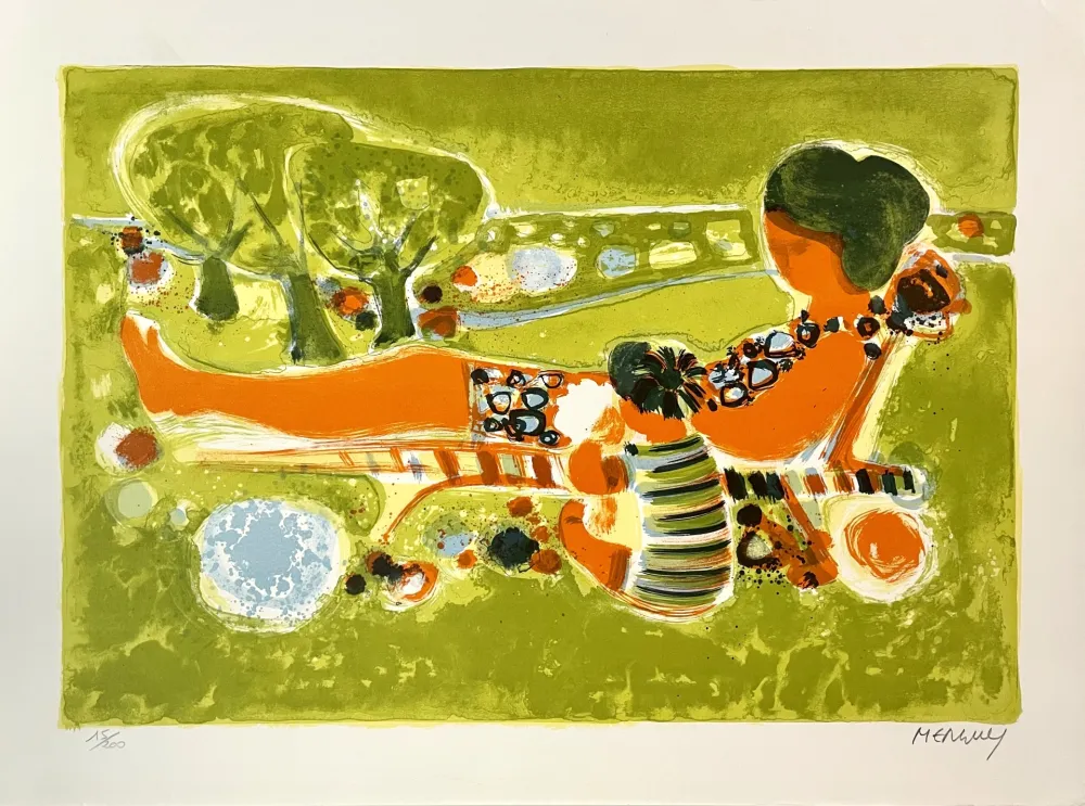 Lithograph Menguy - Relax