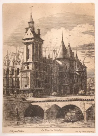 Etching Meryon - La tour de l'horloge / The Clock Tower