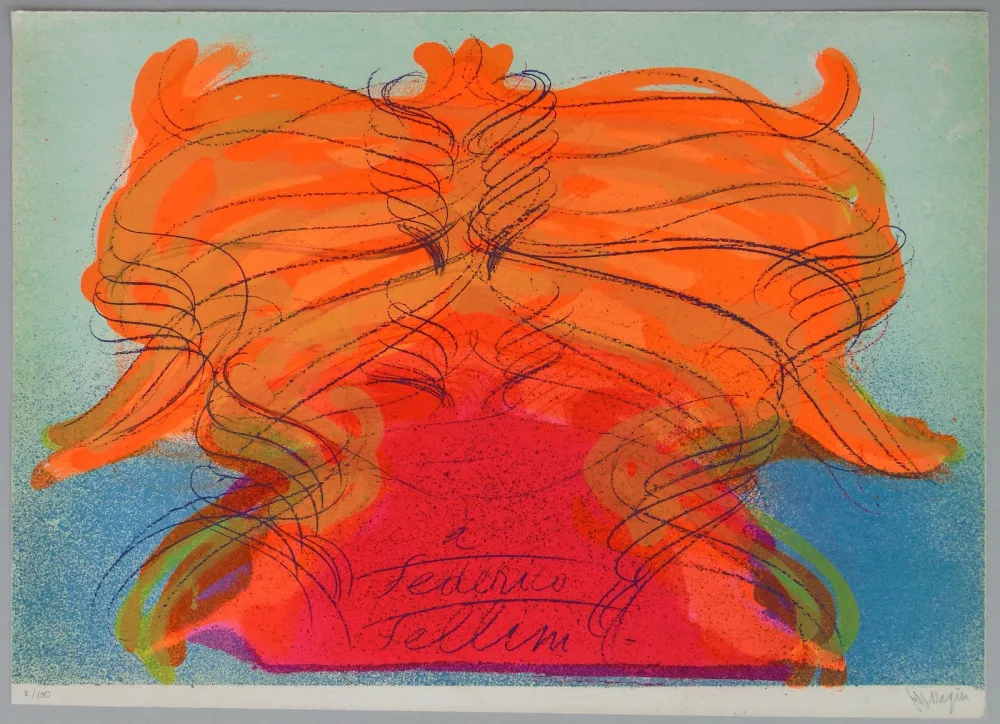 Lithograph Messagier - Hommage a Fellini