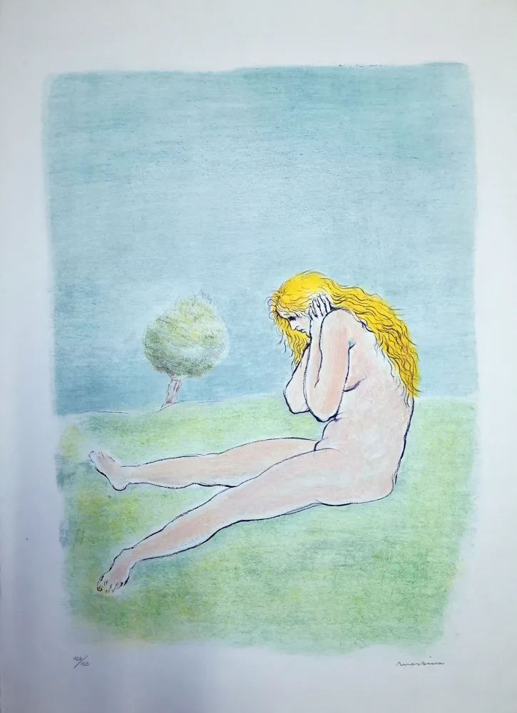 Lithograph Messina - Donna seduta