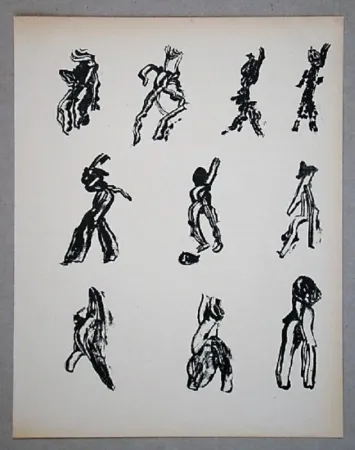 Lithograph Michaux - Dix Figures