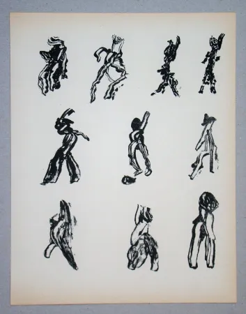 Lithograph Michaux - Dix Figures