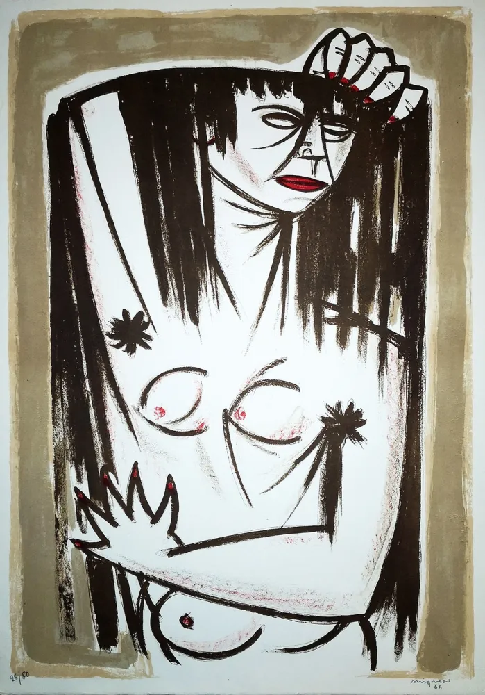 Lithograph Migneco - Donna