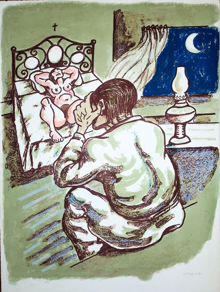 Lithograph Migneco - La notte