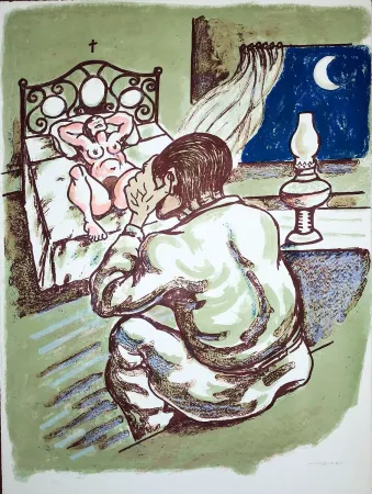 Lithograph Migneco - La notte