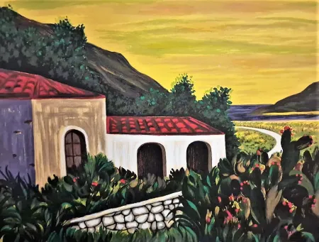 Screenprint Migneco - Paesaggio Siciliano