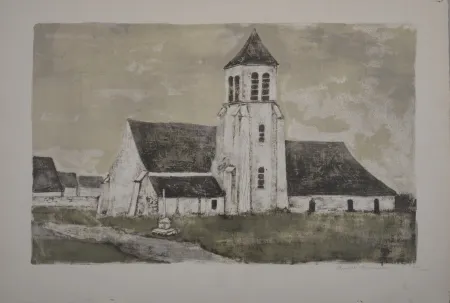 Lithograph Minaux - L'Eglise, circa 1960 - Hand-signed