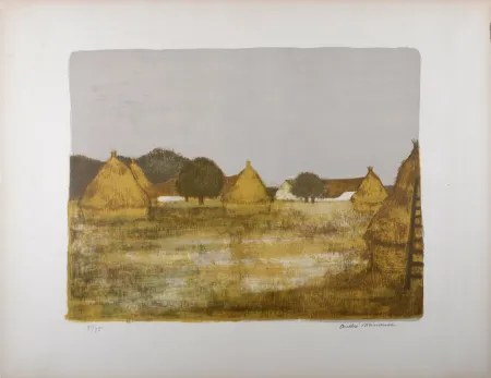 Lithograph Minaux - Les meules, c. 1955 - Hand-signed!