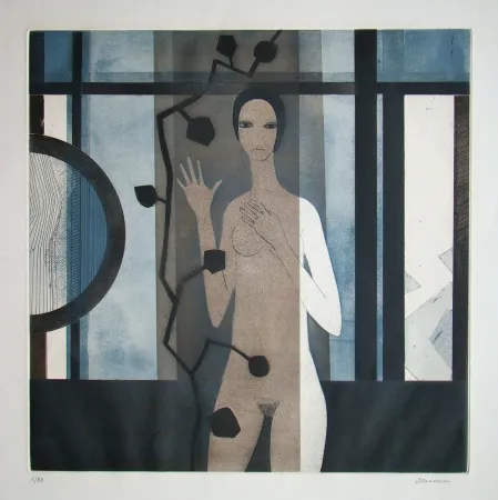 Etching And Aquatint Minaux - Nude female