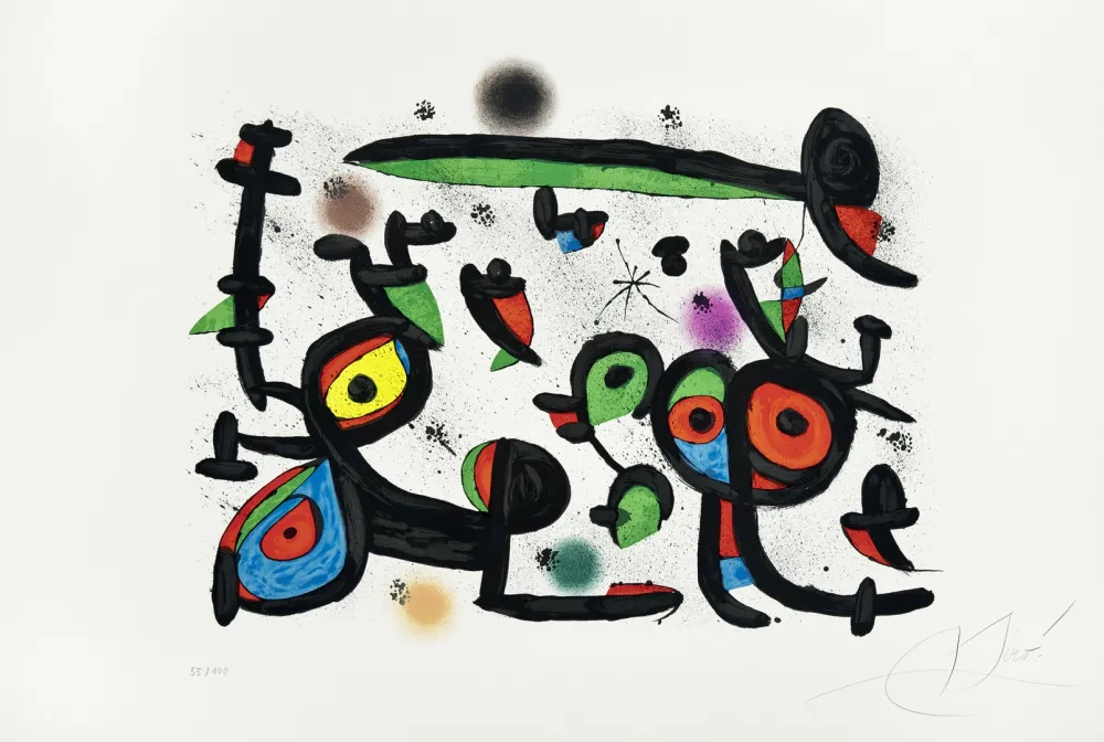 Lithograph Miró - Amoureux et Luna Park I (Les)