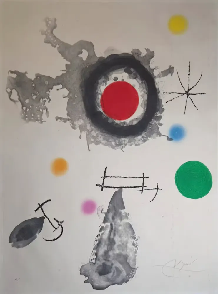 Etching And Aquatint Miró - Astre et Fumée (Star and Smoke)