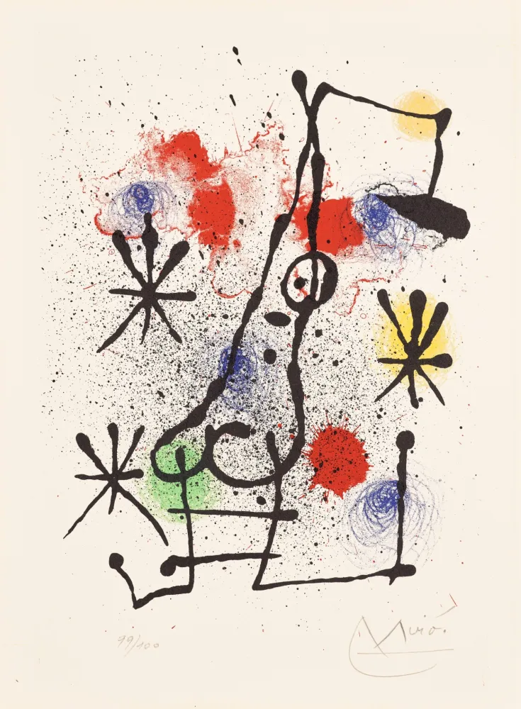 Lithograph Miró - Au portail couvert de neige (At the Snow-Covered Gate)