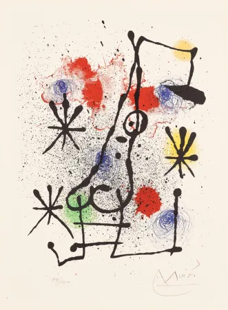 Lithograph Miró - Au portail couvert de neige (At the Snow-Covered Gate)