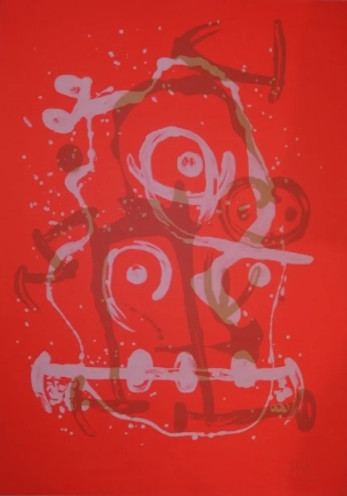 Lithograph Miró - Chevauchée orange