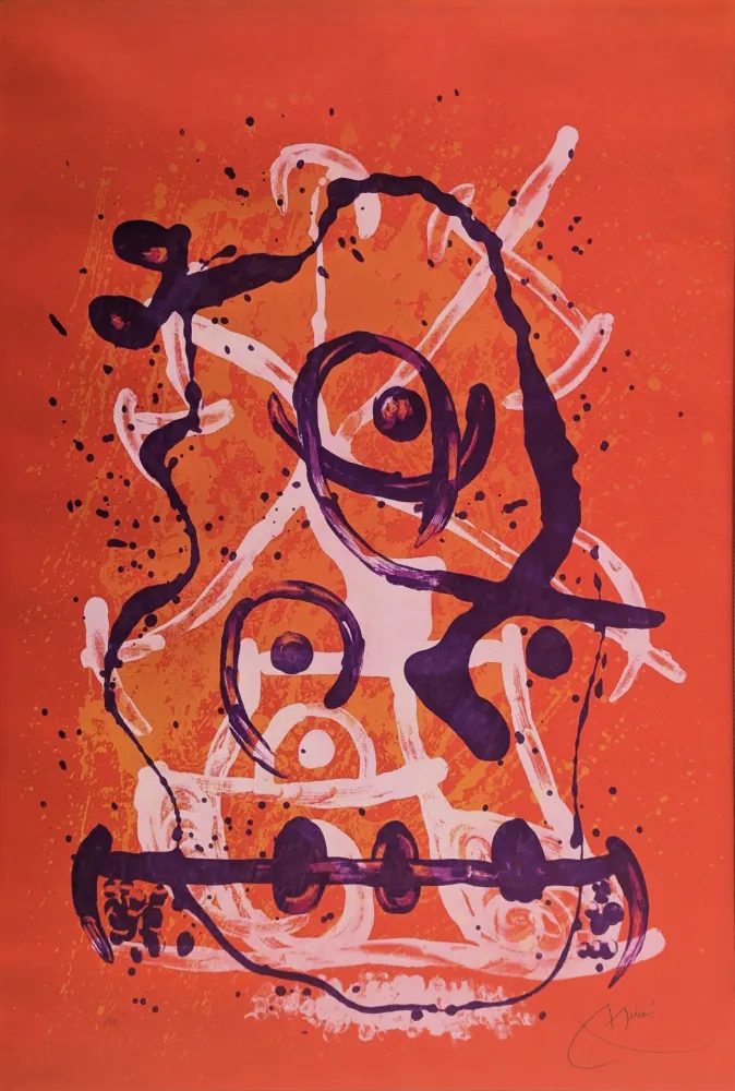 Lithograph Miró - Chevauchée - Rouge Violet 