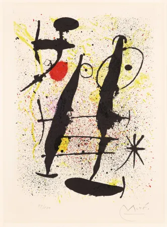Lithograph Miró - Dans la rivière basse (In the Low River)
