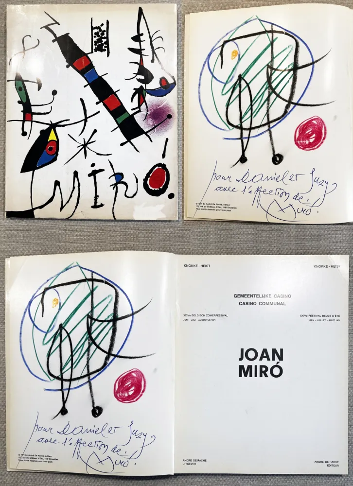 Illustrated Book Miró - DESSIN ORIGINAL EN COULEURS SIGNÉ DÉDICACÉ (Knokke Heist 1971)