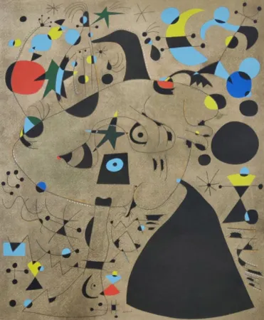 Lithograph Miró - Femme dans la nuit, Plate IX
