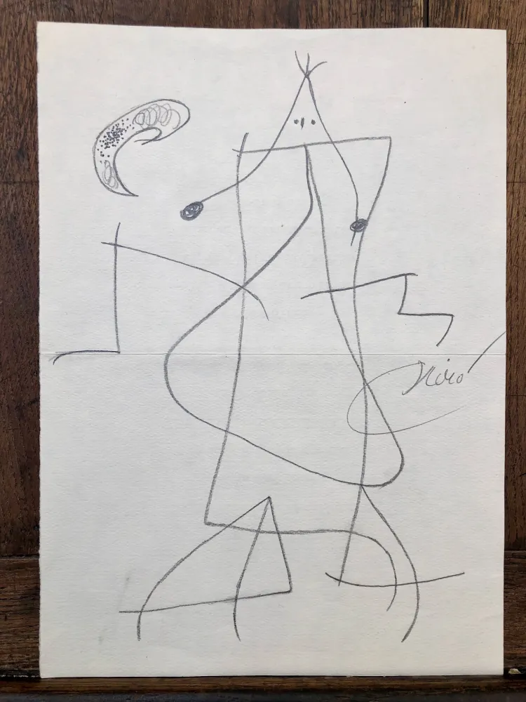 Engraving Miró - Femme devant la lune