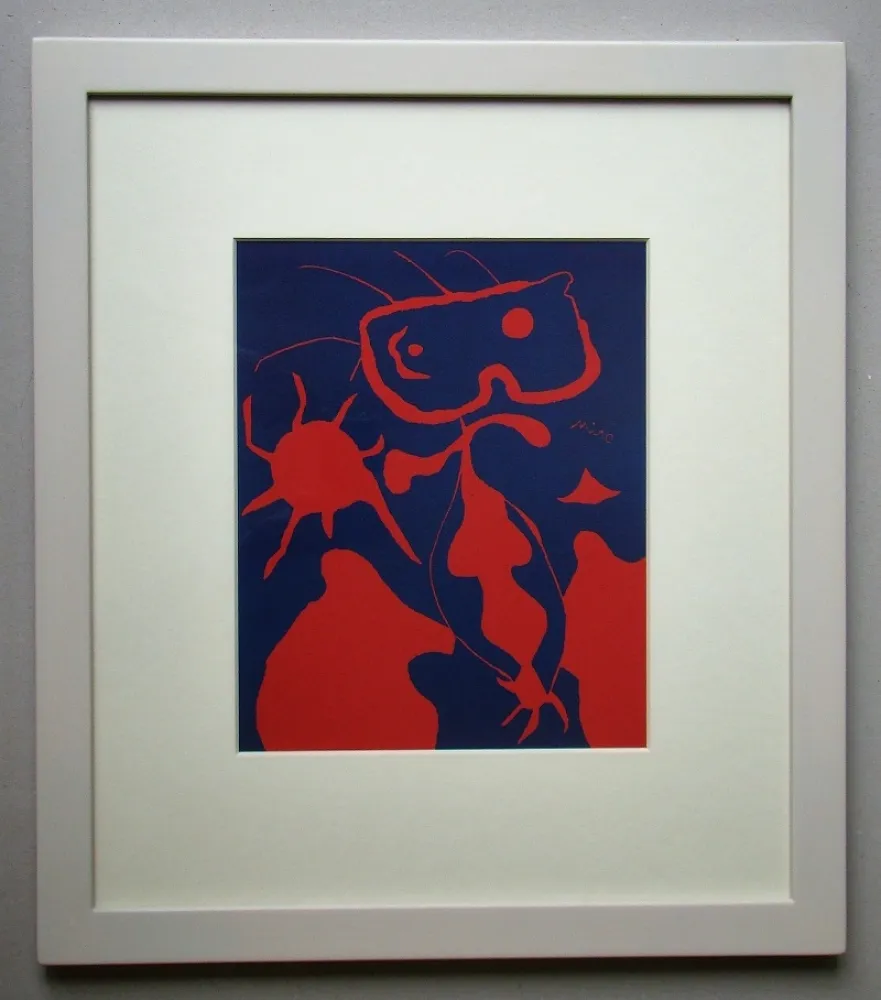 Linocut Miró - Femme pour XXe Siècle