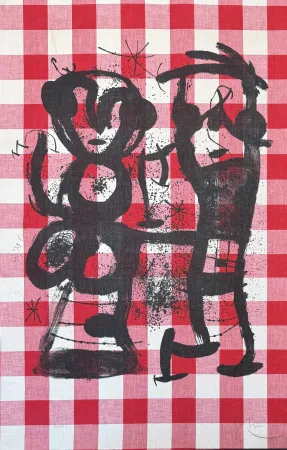 Lithograph Miró - Joan Miró (1893-1983) - Les campagnards - Colour lithograph on canvas on paper - 1969