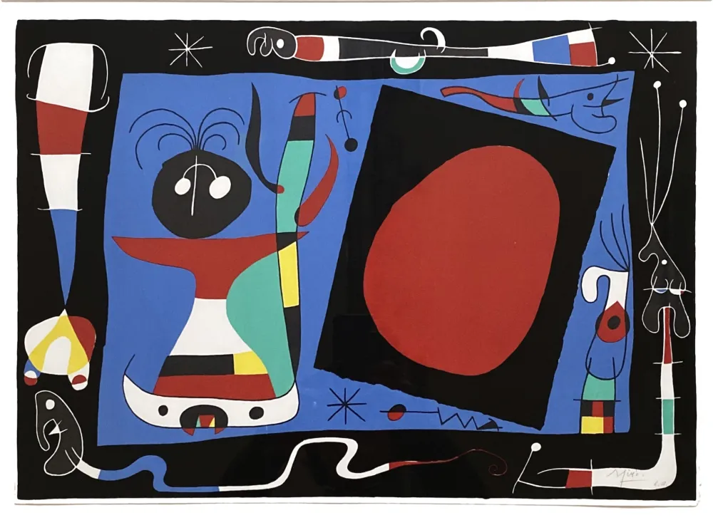 Lithograph Miró - La Femme Au Miroir