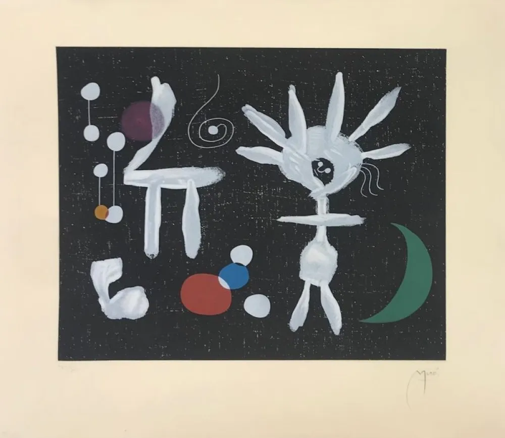 Etching And Aquatint Miró - La pluie matinale au clair de lune 