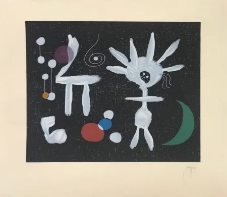 Etching And Aquatint Miró - La pluie matinale au clair de lune 