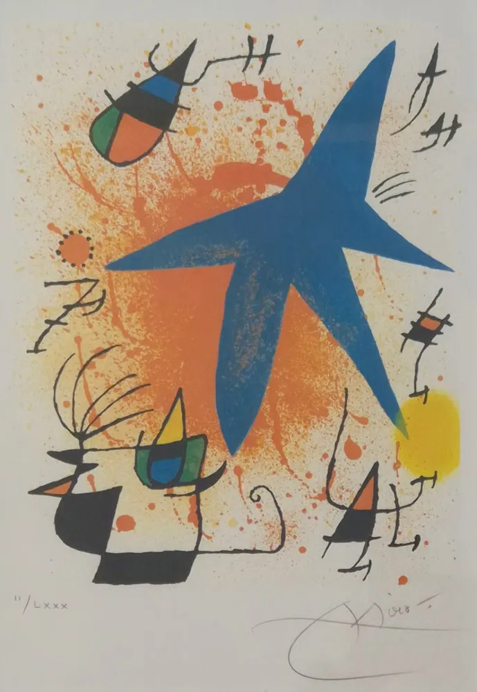 Lithograph Miró - L'Astre Bleu