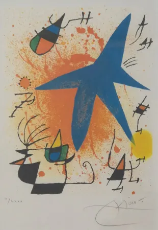 Lithograph Miró - L'Astre Bleu
