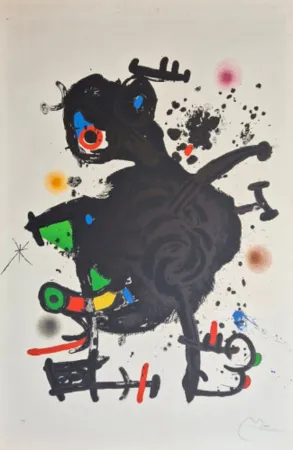Lithograph Miró - Le gourou déployé