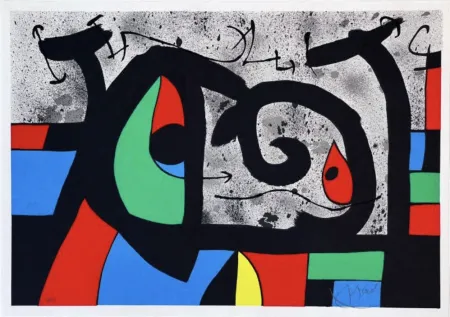 Lithograph Miró - Le lézard au plumes d'or
