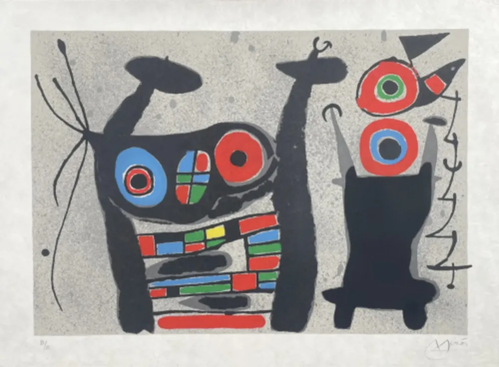 Lithograph Miró - Le Lezard aux Plumes D'or