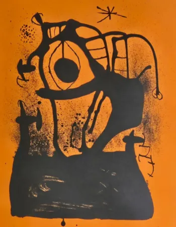Lithograph Miró - L'Hypnotiseur (orange)