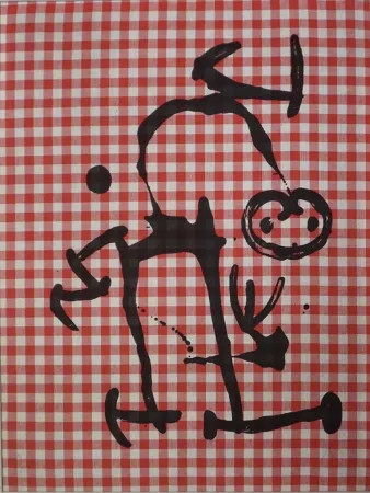 Lithograph Miró - L'Illettré aux Carreaux Rouges
