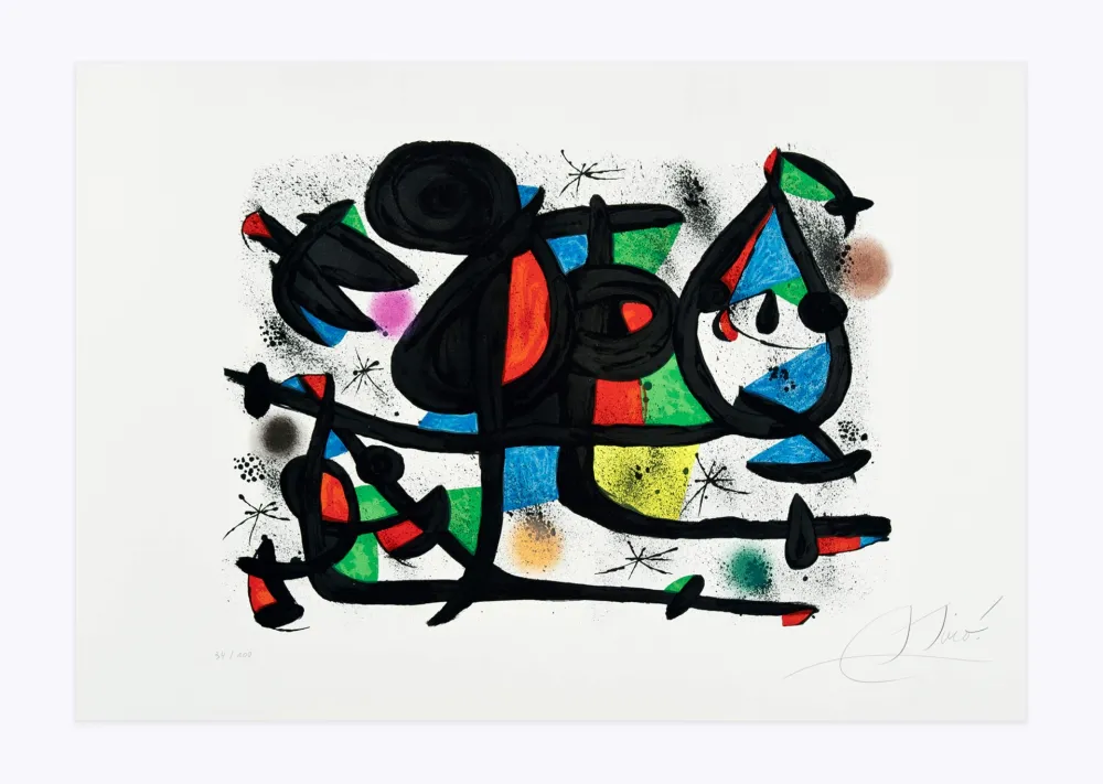 Lithograph Miró - Luge des amants I (La)