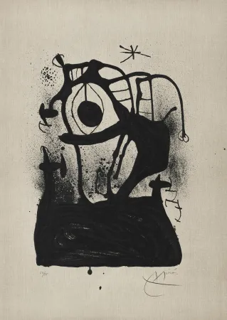 Lithograph Miró - Magnétiseur sur toile (Le) 